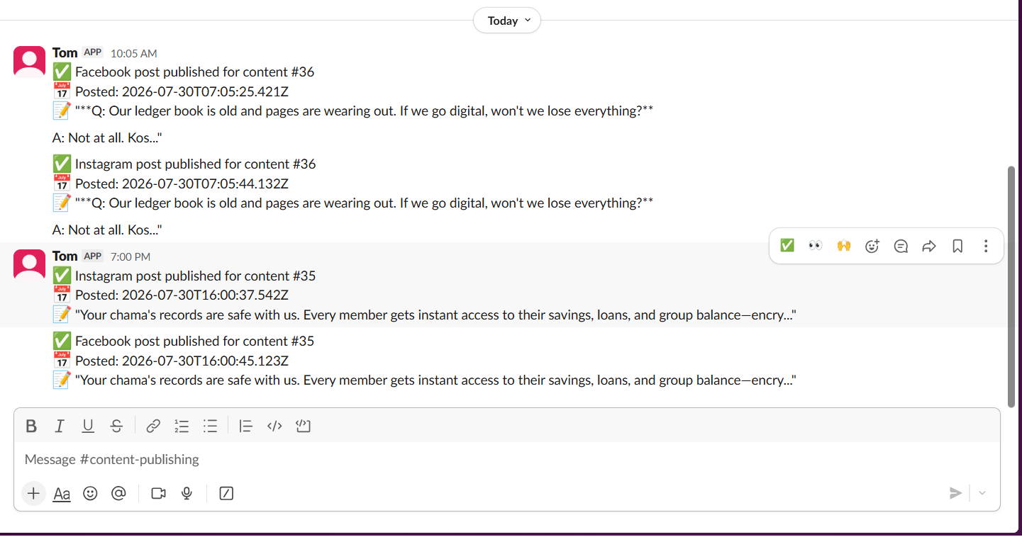 Slack notification when a post is published