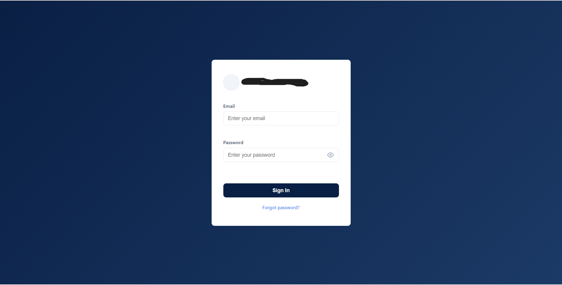 CRM sign-in screen