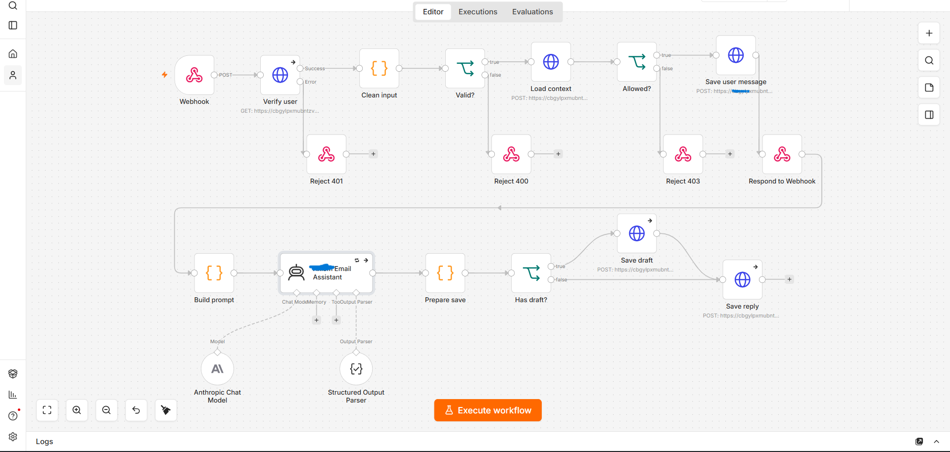 n8n workflow behind the CRM email automation