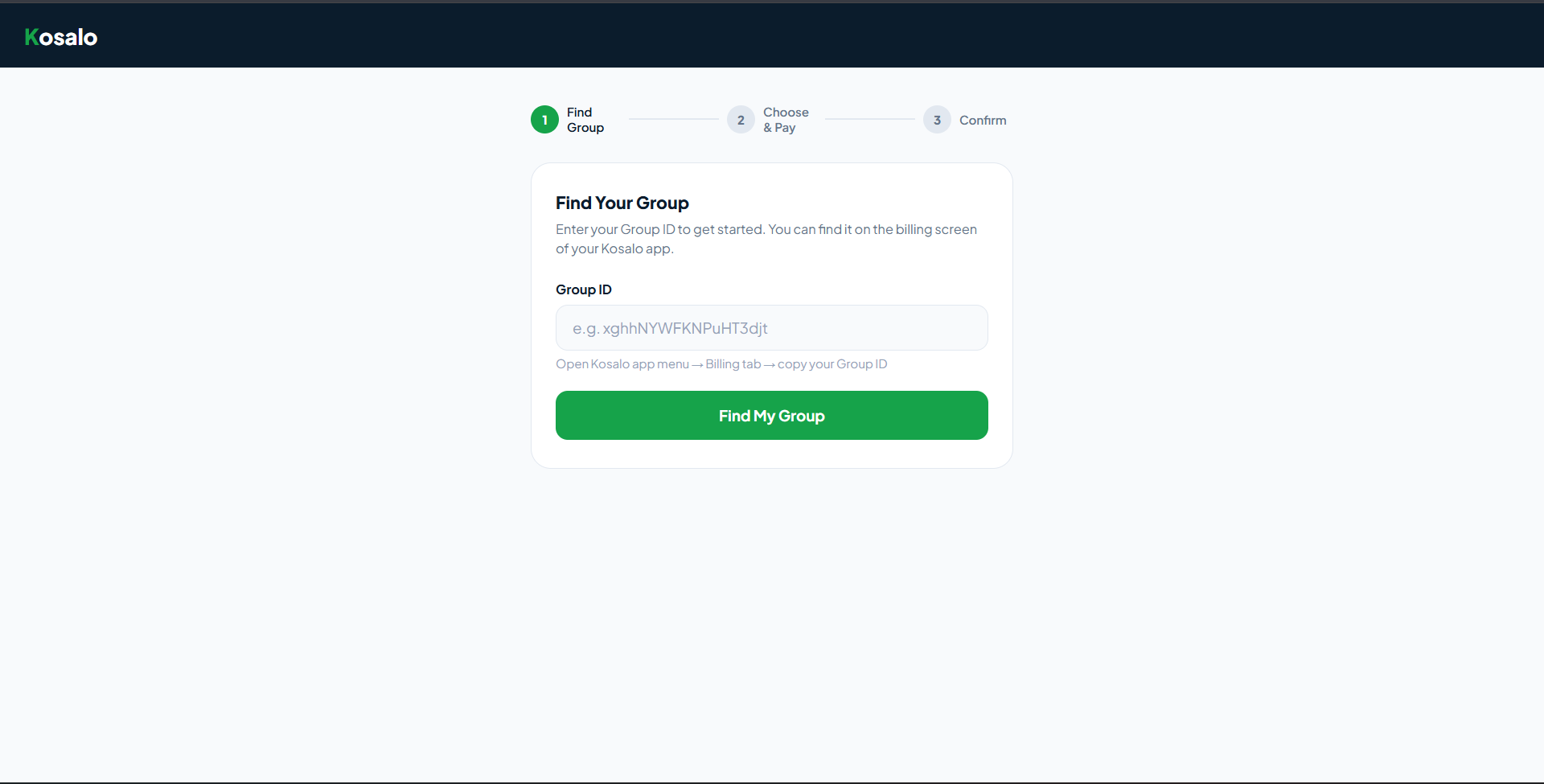 Kosalo web checkout